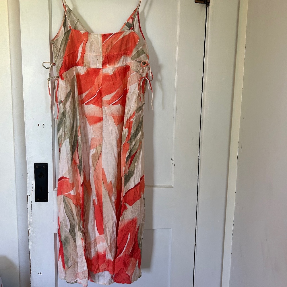 H&M A-Line Midi Spaghetti Strap Multicolor Draw S… - image 5